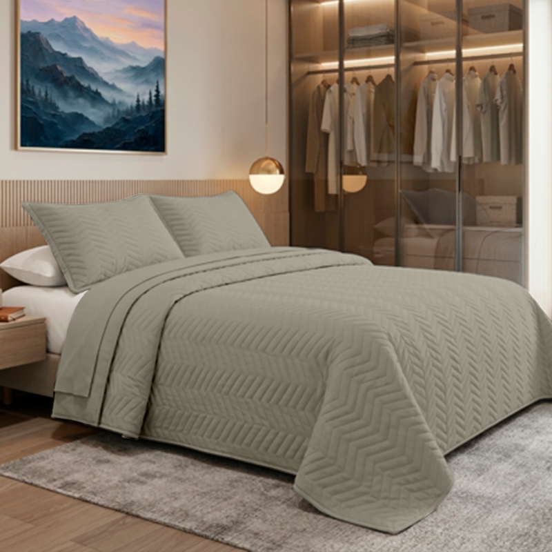 COBERTOR LOFT TAUPE MEDIO GRIS FULL (2 plazas)